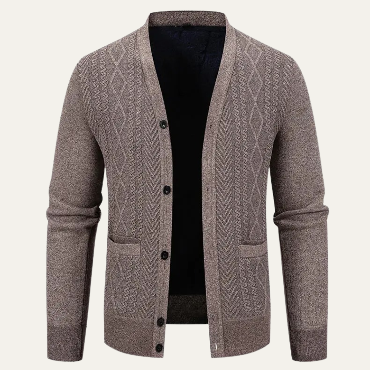 VogeLuxe | Men’s Textured V-Neck Cardigan 5