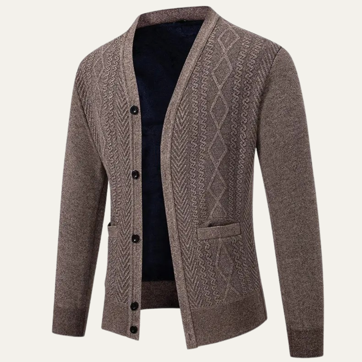 VogeLuxe | Men’s Textured V-Neck Cardigan 6