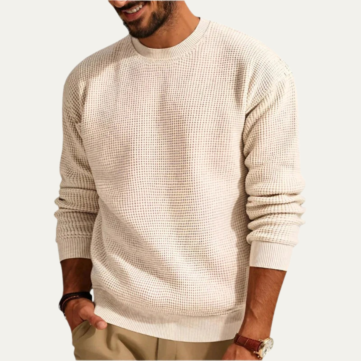VogeLuxe | Men’s Textured Waffle Sweater 0