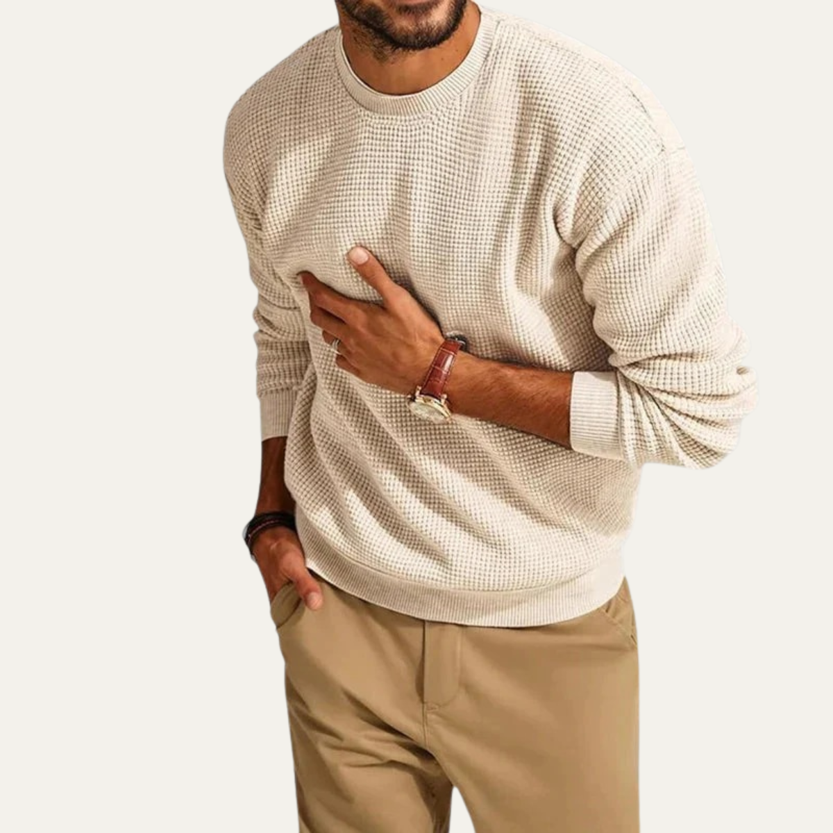 VogeLuxe | Men’s Textured Waffle Sweater 2