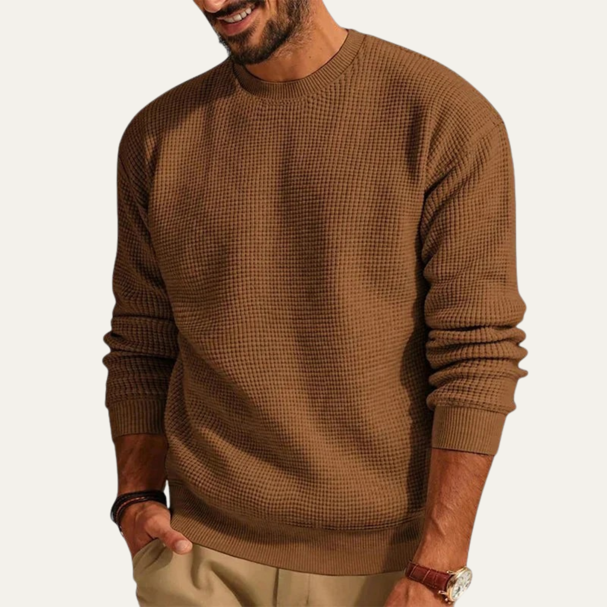 VogeLuxe | Men’s Textured Waffle Sweater 5