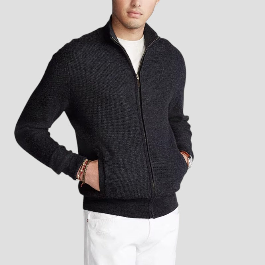 VogeLuxe | Men’s Textured Zip-Up Cardigan 3