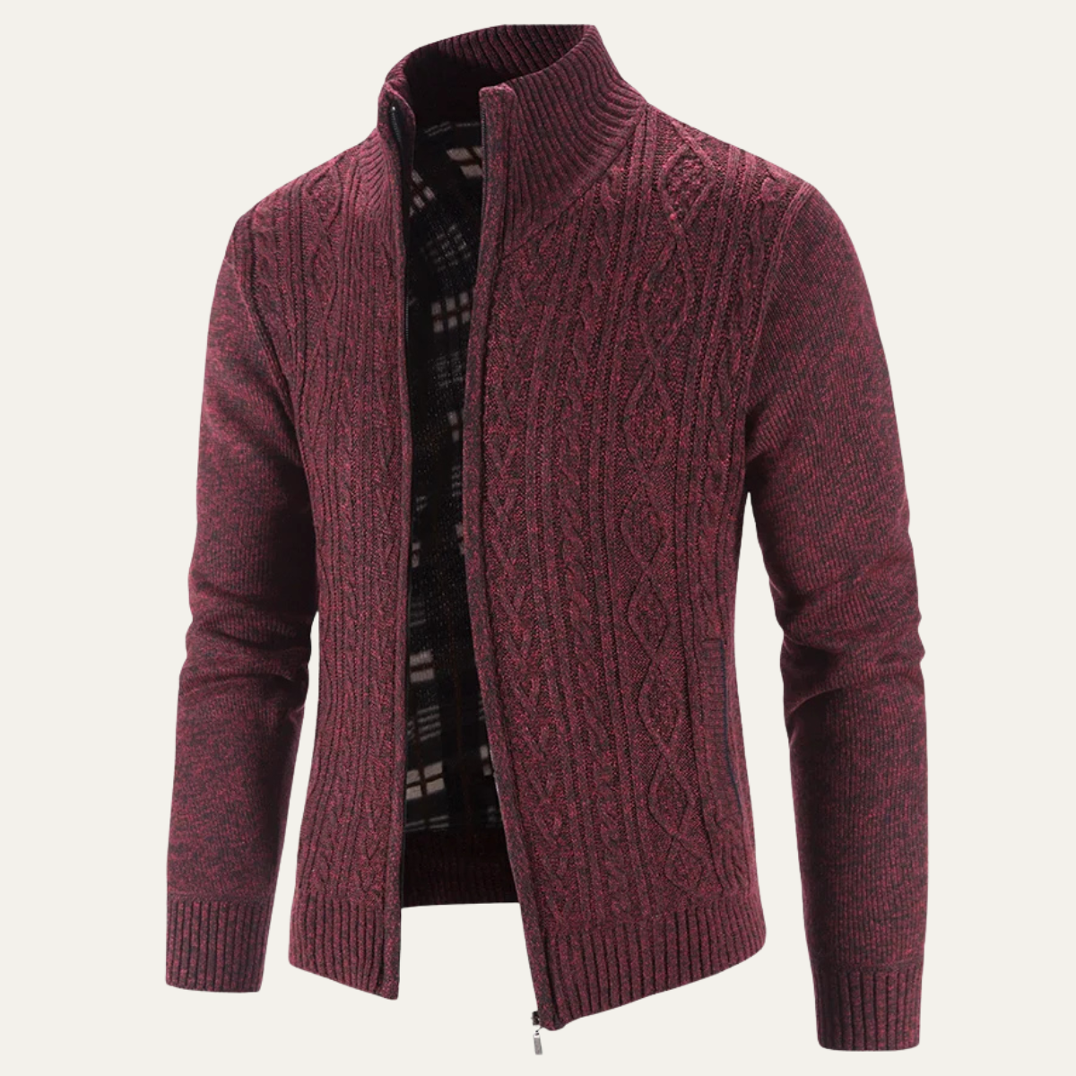 VogeLuxe | Men’s Textured Zip Knit Jacket 4