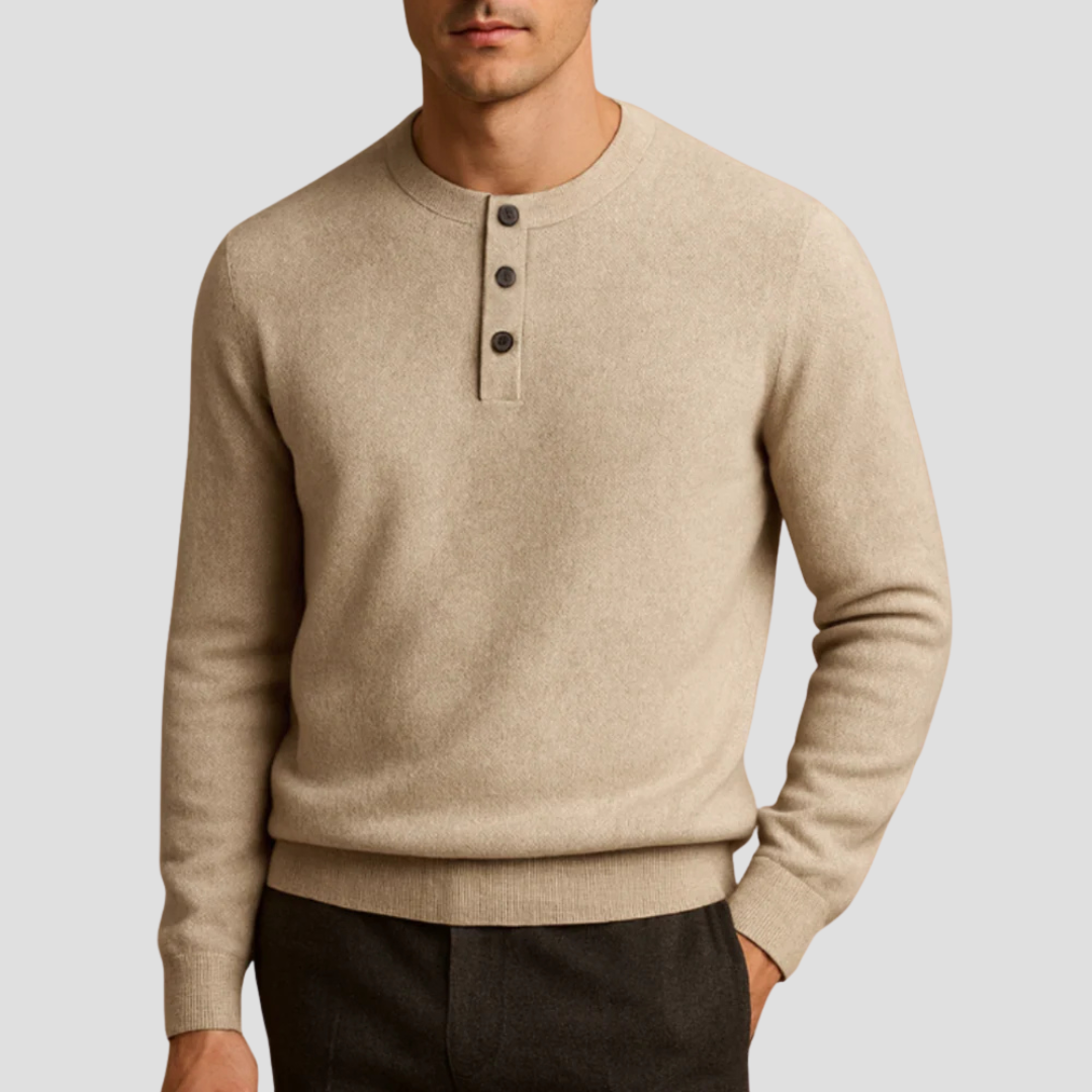 VogeLuxe | Men’s Three-Button Henley Knit Sweater 0