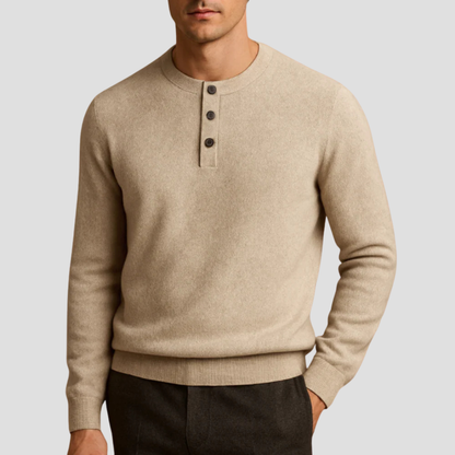 VogeLuxe | Men’s Three-Button Henley Knit Sweater 0