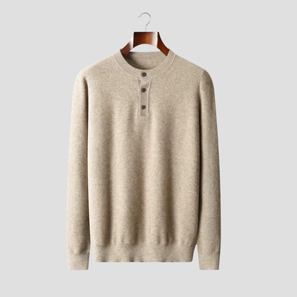 VogeLuxe | Men’s Three-Button Henley Knit Sweater 1