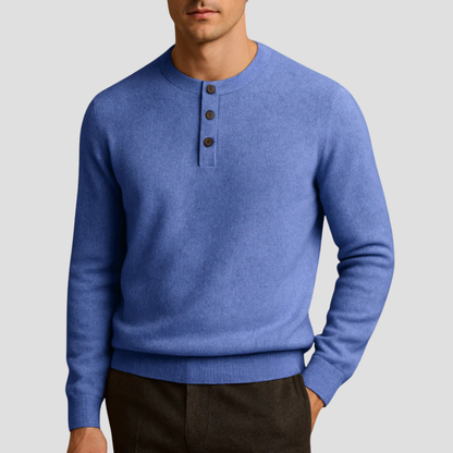VogeLuxe | Men’s Three-Button Henley Knit Sweater 4