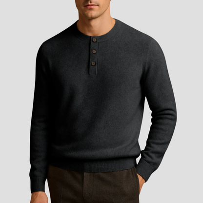 VogeLuxe | Men’s Three-Button Henley Knit Sweater 7