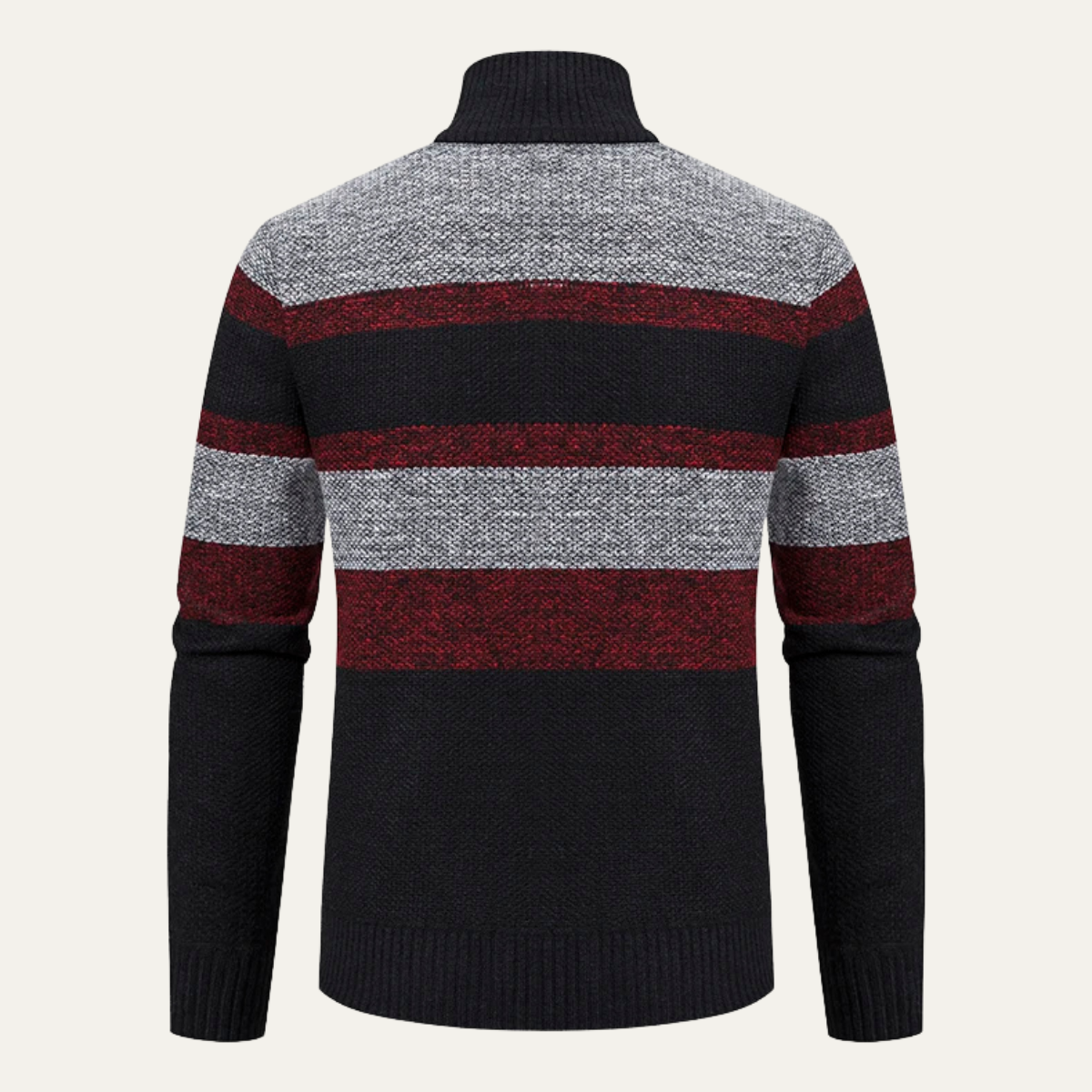 VogeLuxe | Men’s Three-Color Striped Full-Zip Cardigan 3