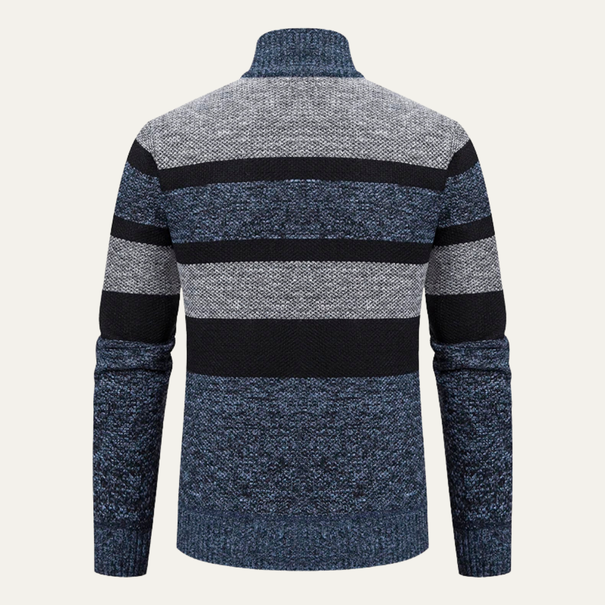 VogeLuxe | Men’s Three-Color Striped Full-Zip Cardigan 7