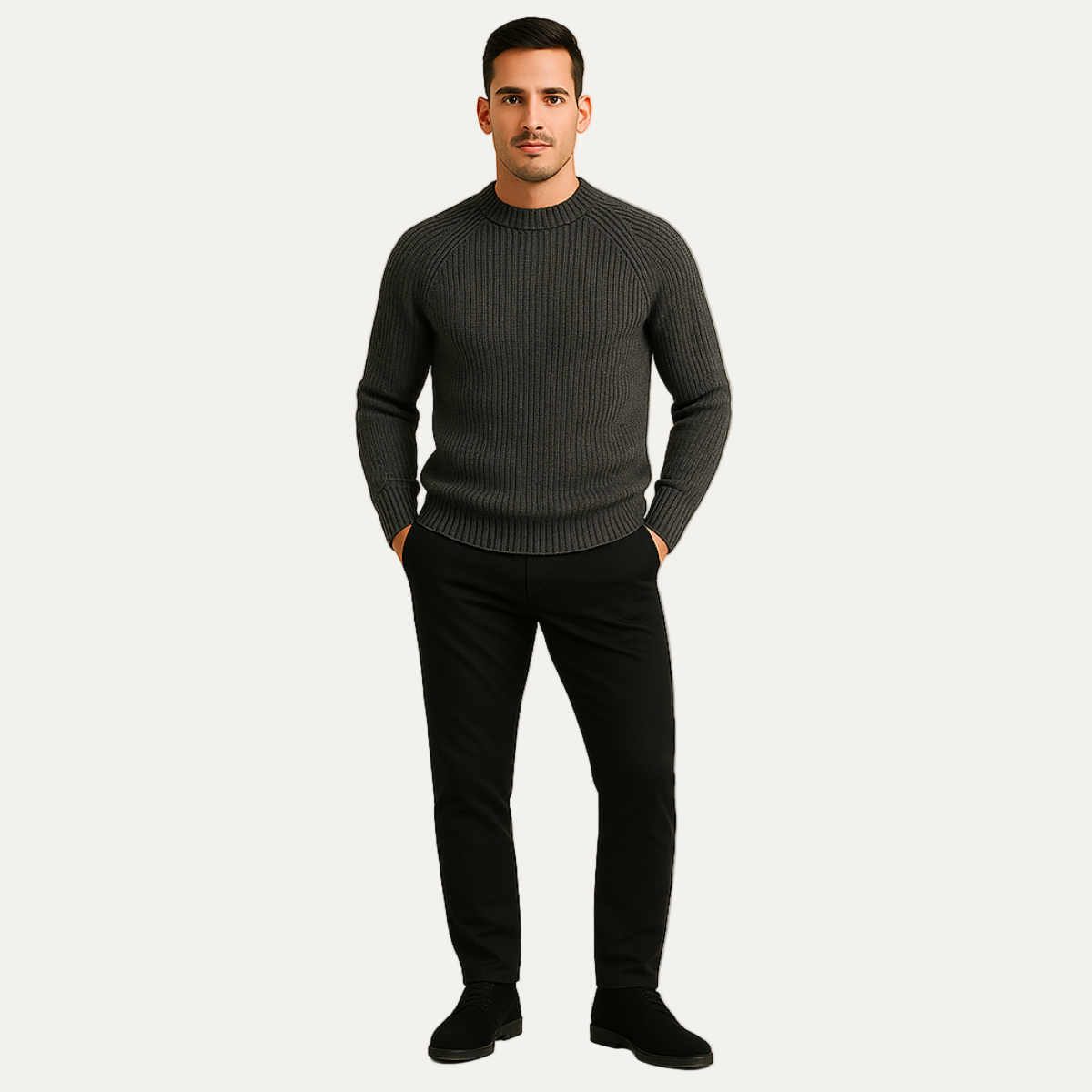 VogeLuxe | Men’s Timeless Ribbed Knit Sweater 4