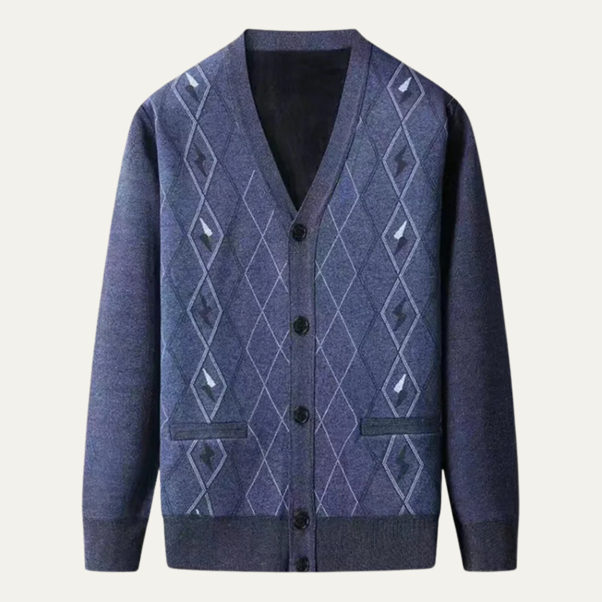 VogeLuxe | Men’s Tonal Windowpane V-Neck Cardigan 0