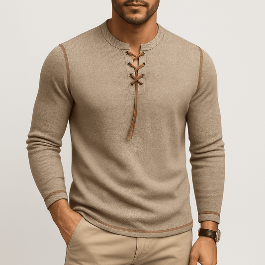 VogeLuxe | Men’s Top Buttons Lace Long Sleeve 0