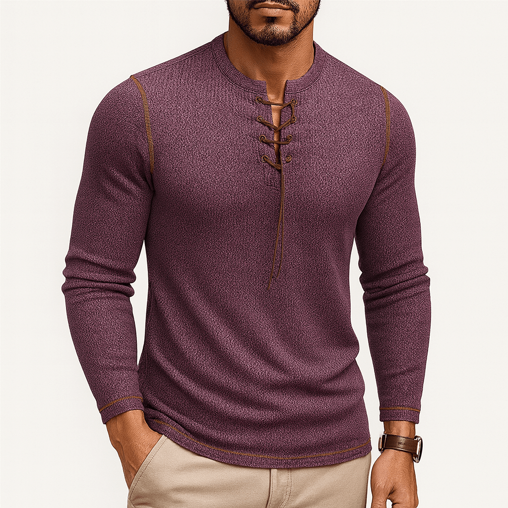 VogeLuxe | Men’s Top Buttons Lace Long Sleeve 3