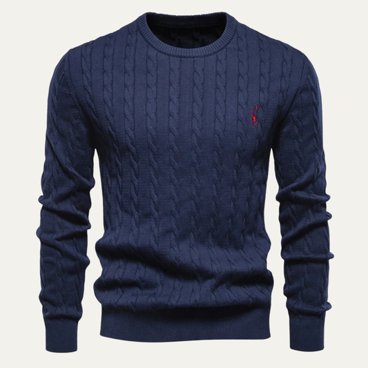 VogeLuxe | Men’s Trendy Cable-Knit Crewneck Sweater 0