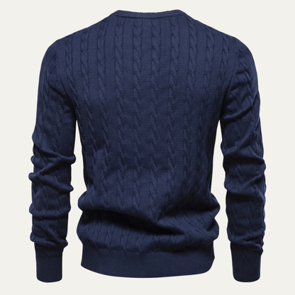 VogeLuxe | Men’s Trendy Cable-Knit Crewneck Sweater 1
