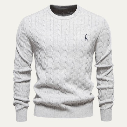 VogeLuxe | Men’s Trendy Cable-Knit Crewneck Sweater 2