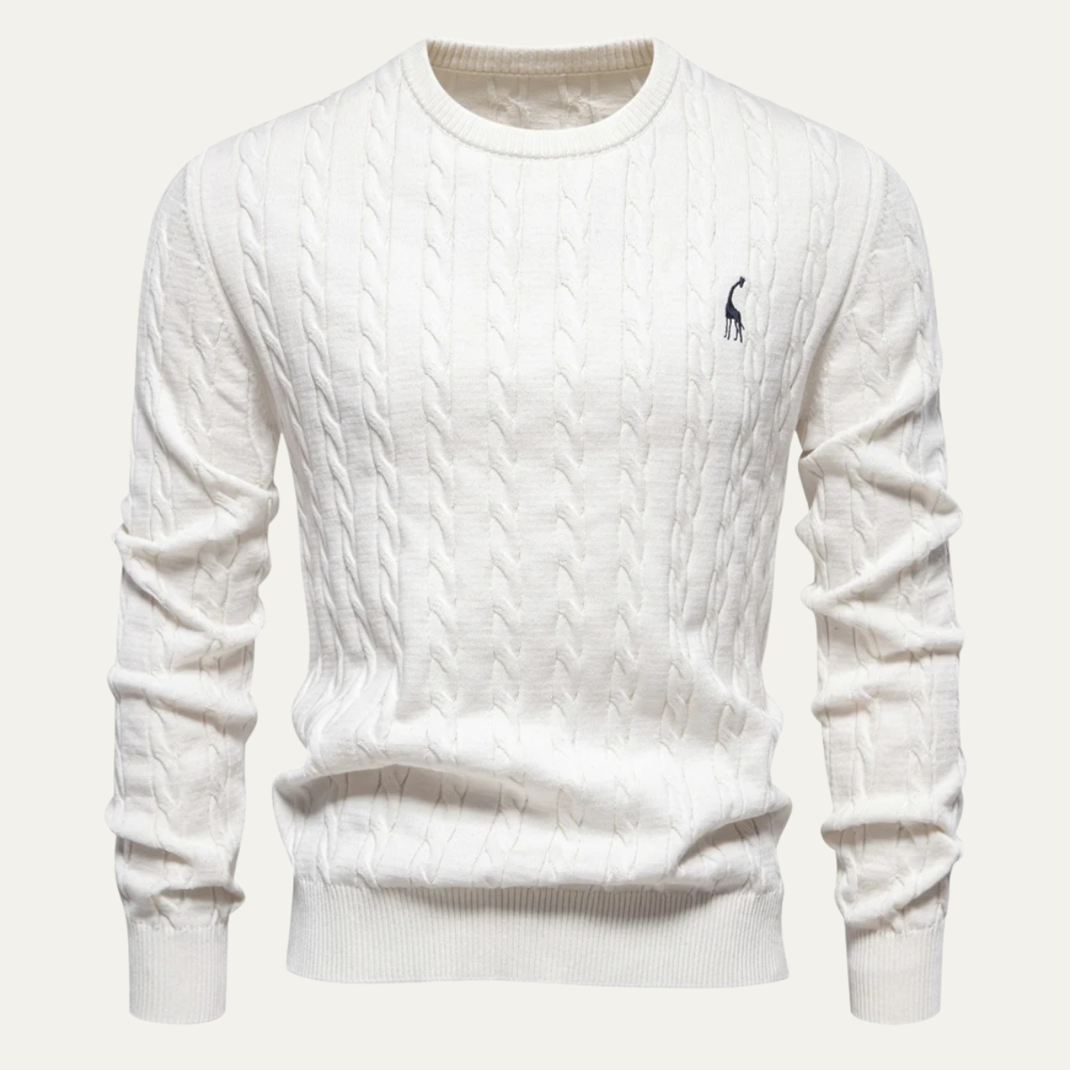 VogeLuxe | Men’s Trendy Cable-Knit Crewneck Sweater 3