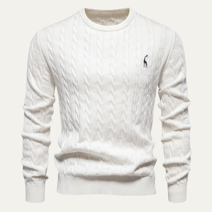 VogeLuxe | Men’s Trendy Cable-Knit Crewneck Sweater 3