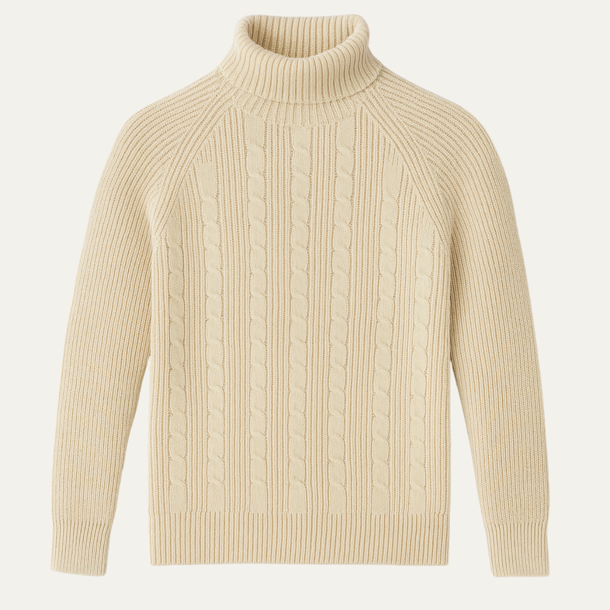 VogeLuxe | Men’s Turtleneck Sweater with Vertical Cable Knit Pattern 0