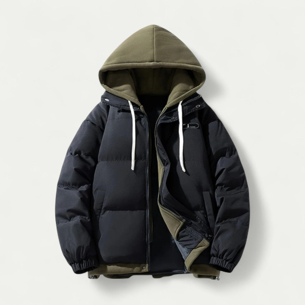 VogeLuxe | Men’s Two-Tone Layered Puffer Jacket 1