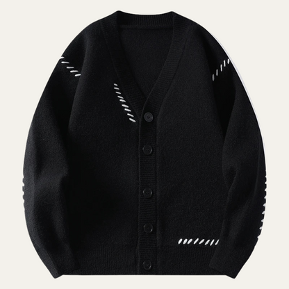 VogeLuxe | Men's V-Neck Cardigan with Black Buttons 5