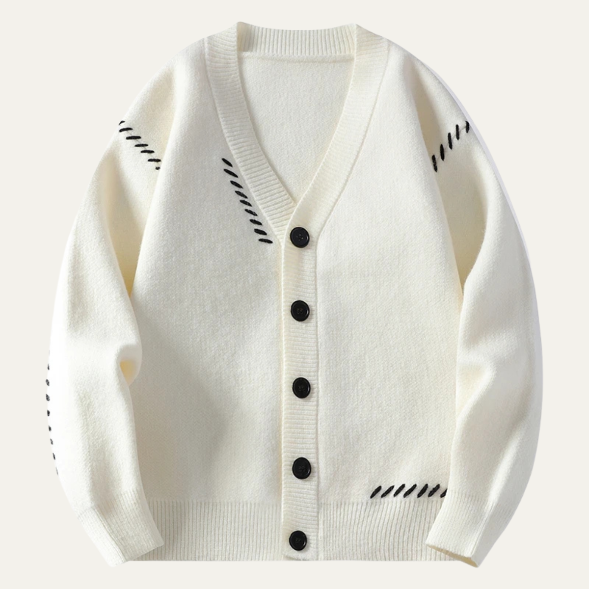 VogeLuxe | Men's V-Neck Cardigan with Black Buttons 6