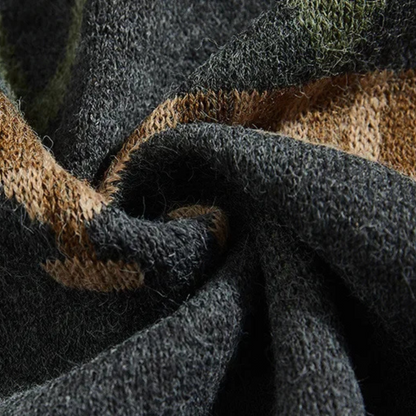 VogeLuxe | Men’s V-Neck Cardigan with Geometric Fair Isle Pattern 2