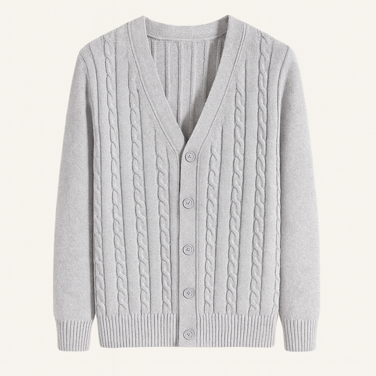 VogeLuxe | Men’s V-Neck Cardigan with Ribbed Knit 0