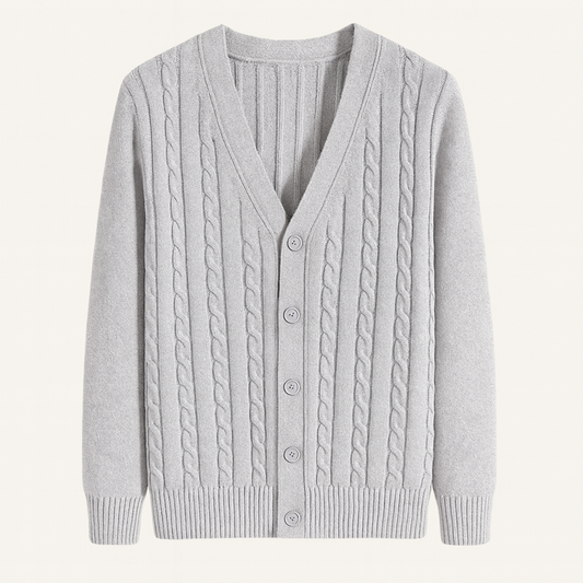 VogeLuxe | Men’s V-Neck Cardigan with Ribbed Knit 0
