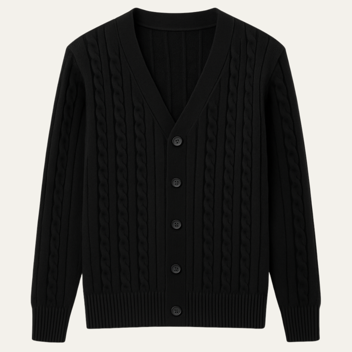 VogeLuxe | Men’s V-Neck Cardigan with Ribbed Knit 8