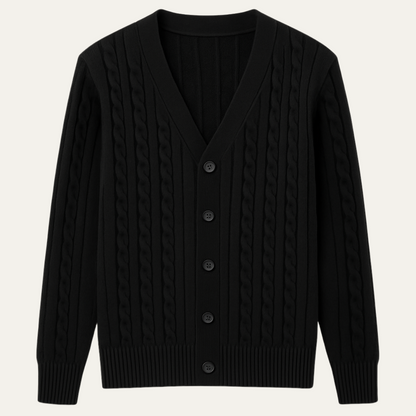 VogeLuxe | Men’s V-Neck Cardigan with Ribbed Knit 8