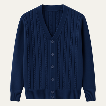 VogeLuxe | Men’s V-Neck Cardigan with Ribbed Knit 9