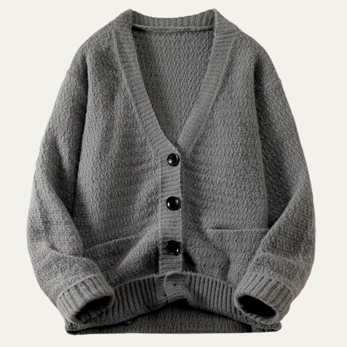 VogeLuxe | Men’s V-Neck Cardigan with Textured Knit 1