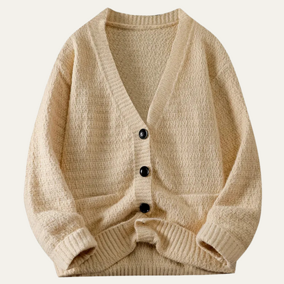 VogeLuxe | Men’s V-Neck Cardigan with Textured Knit 3