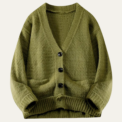 VogeLuxe | Men’s V-Neck Cardigan with Textured Knit 4
