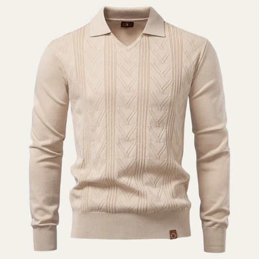 VogeLuxe | Men’s V-Neck Knit Polo Sweater 0