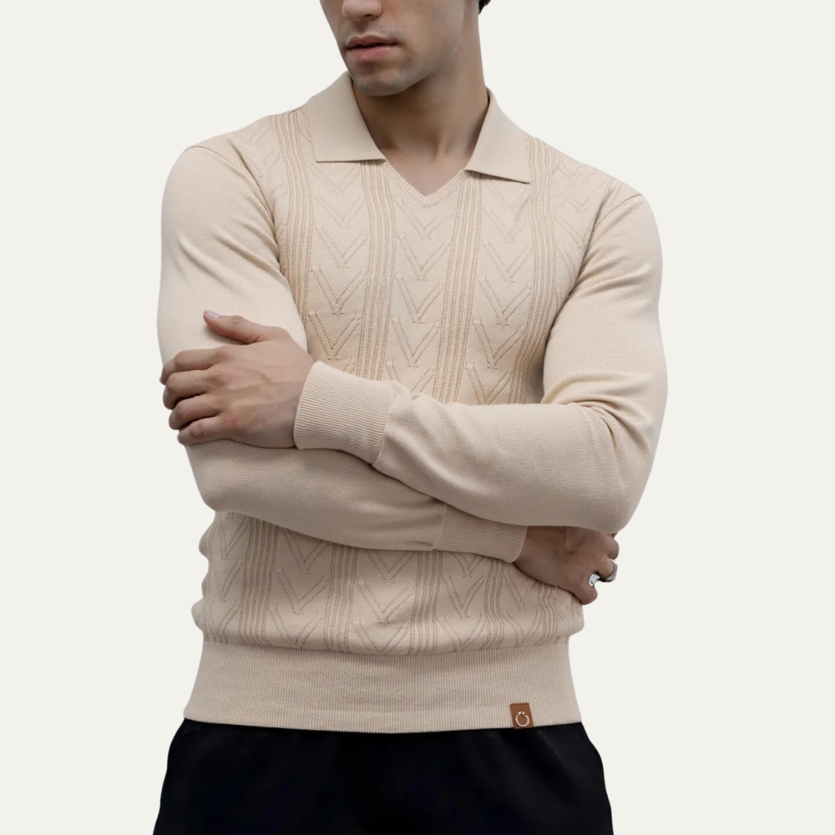 VogeLuxe | Men’s V-Neck Knit Polo Sweater 1