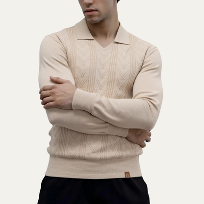 VogeLuxe | Men’s V-Neck Knit Polo Sweater 1