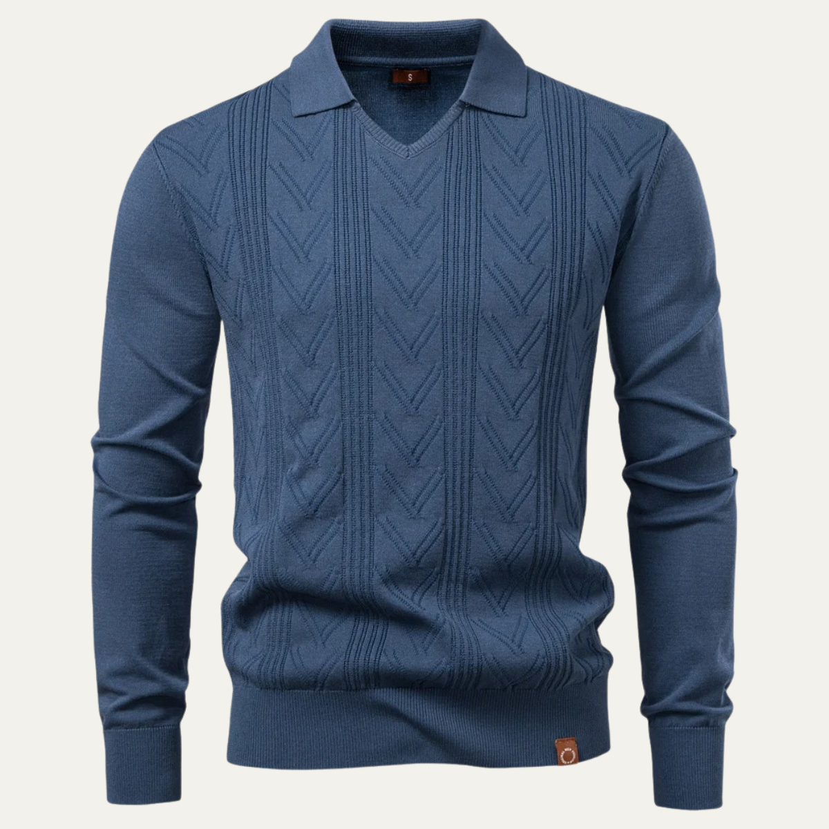 VogeLuxe | Men’s V-Neck Knit Polo Sweater 10