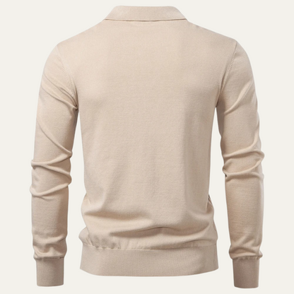VogeLuxe | Men’s V-Neck Knit Polo Sweater 2