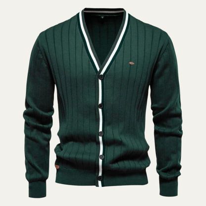 VogeLuxe | Men’s V-Neck Striped Cardigan 0