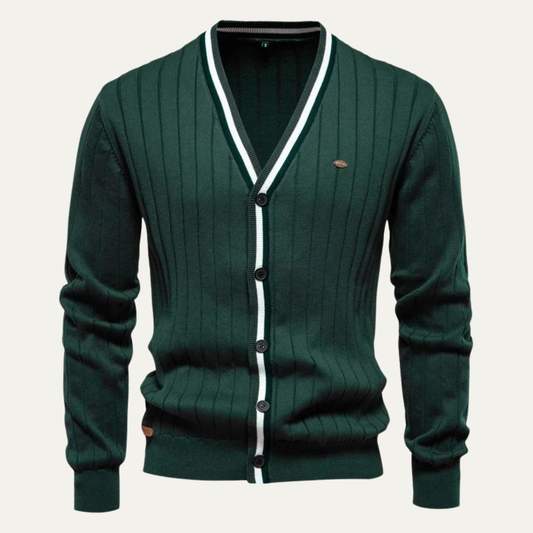 VogeLuxe | Men’s V-Neck Striped Cardigan 0