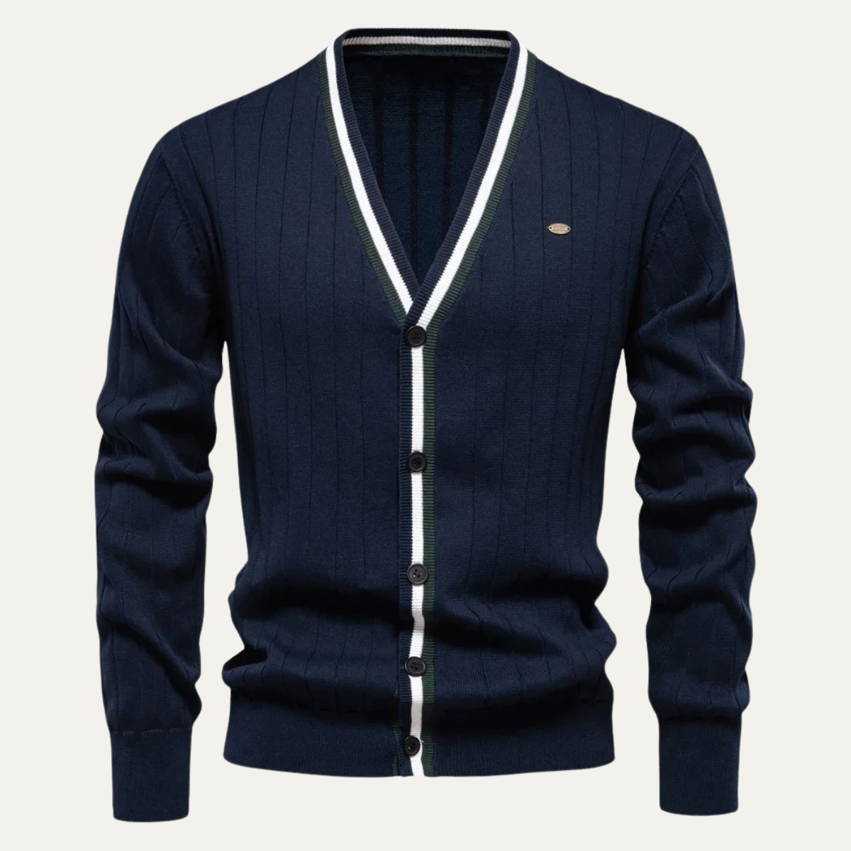 VogeLuxe | Men’s V-Neck Striped Cardigan 10