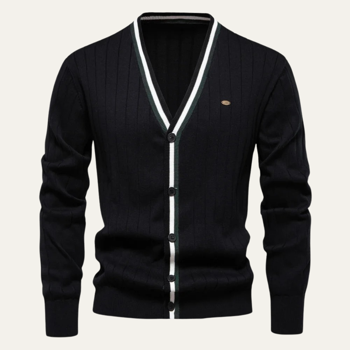 VogeLuxe | Men’s V-Neck Striped Cardigan 11