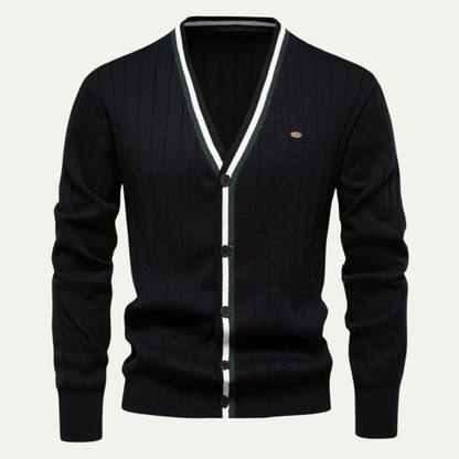 VogeLuxe | Men’s V-Neck Striped Cardigan 11