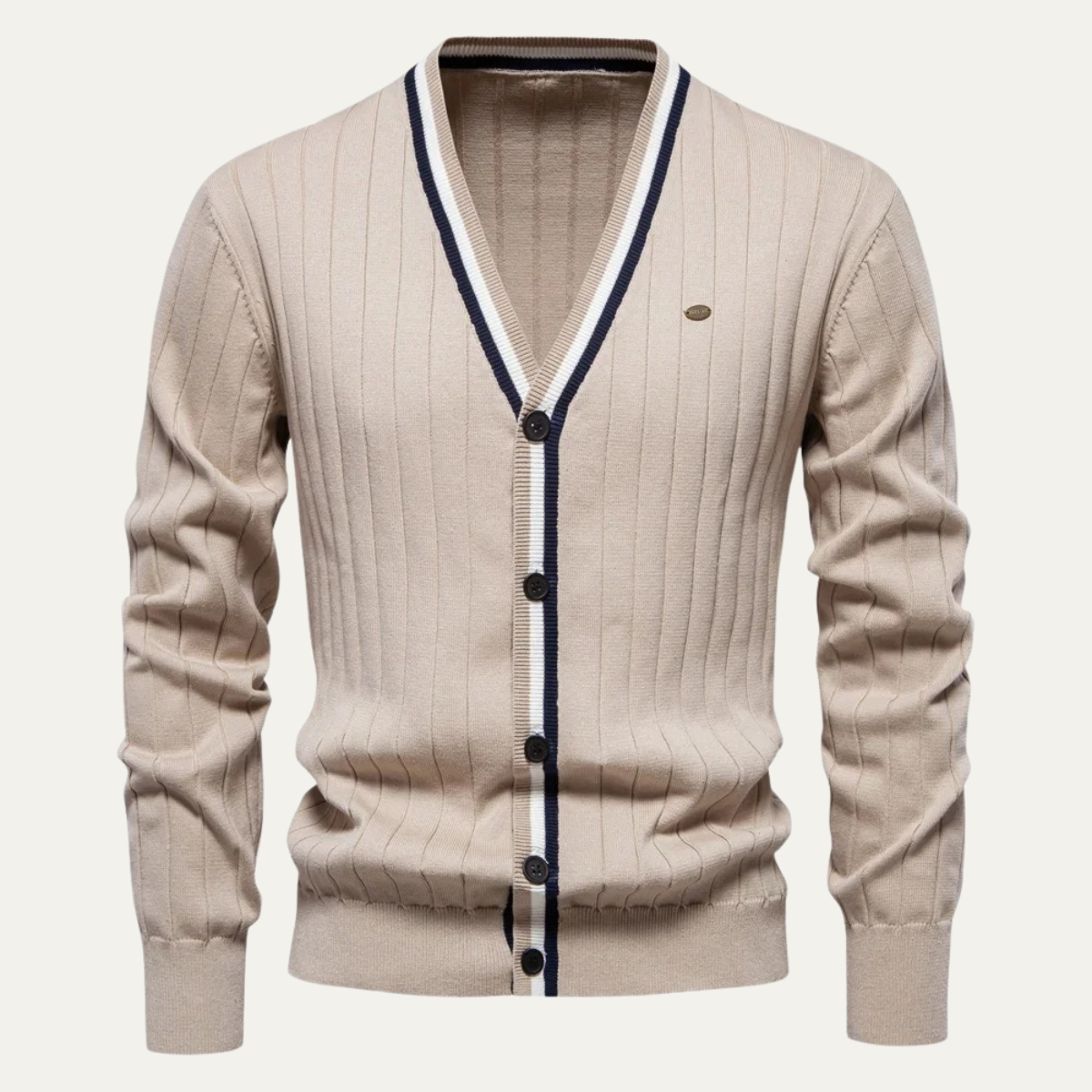 VogeLuxe | Men’s V-Neck Striped Cardigan 12