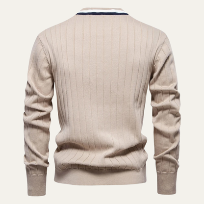 VogeLuxe | Men’s V-Neck Striped Cardigan 4