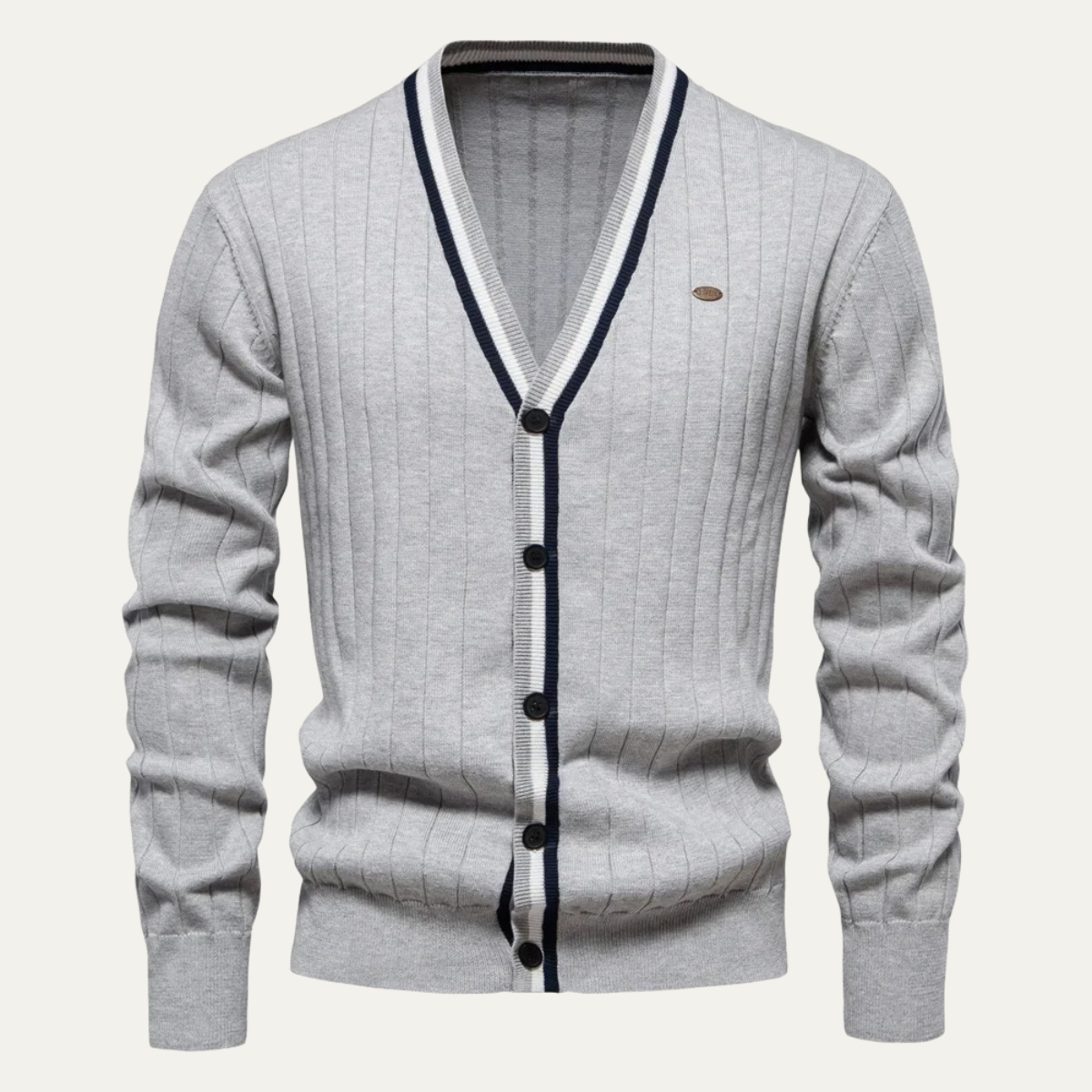 VogeLuxe | Men’s V-Neck Striped Cardigan 9
