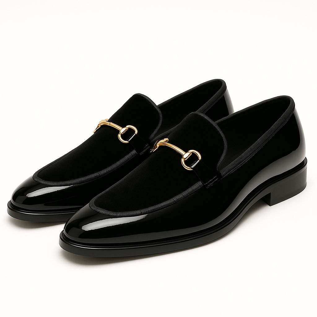 VogeLuxe | Men’s Velvet Panel Horsebit Loafers 0